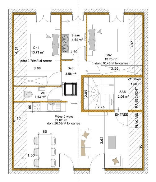 Appartement - 70 m² - 3 pièces