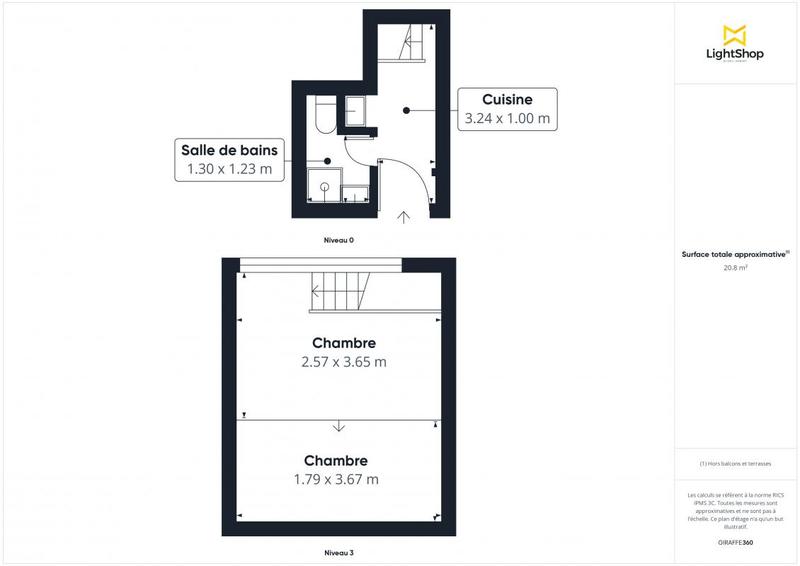 Appartement - 18 m² - 1 pièce