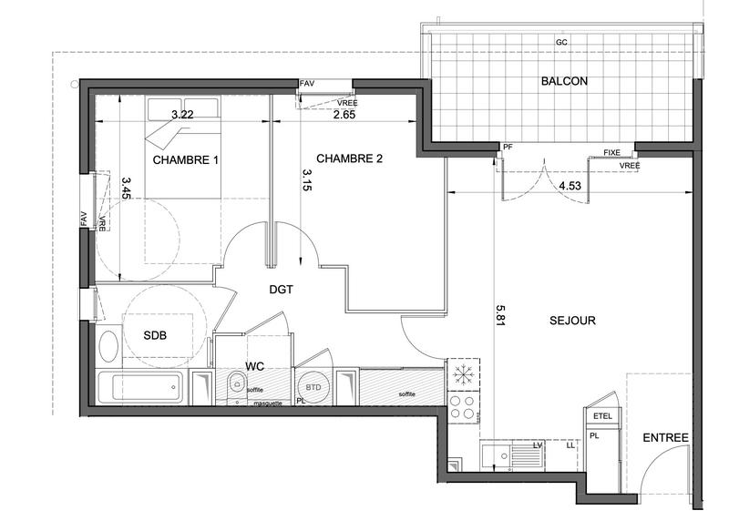 Appartement - 62 m² - 3 pièces