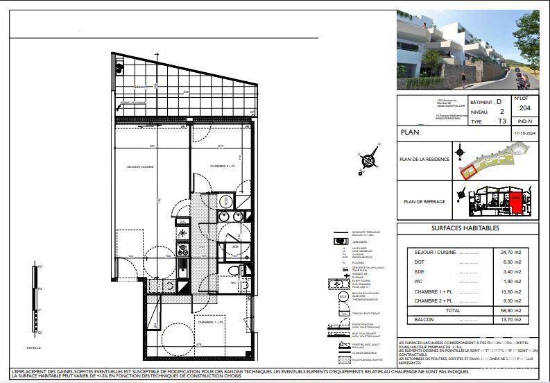 Appartement - 58 m² - 3 pièces