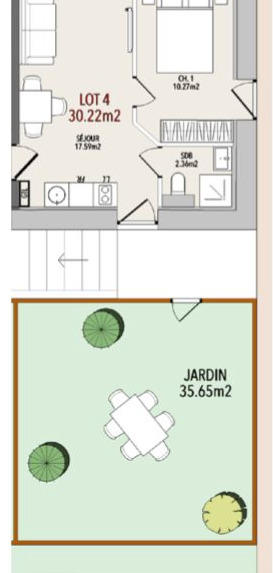 Appartement - 30 m² - 2 pièces