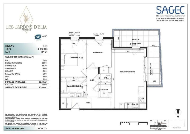 Appartement - 63 m² - 3 pièces