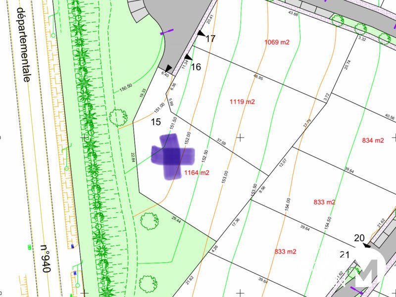 Terrain constructible - 1 164 m²
