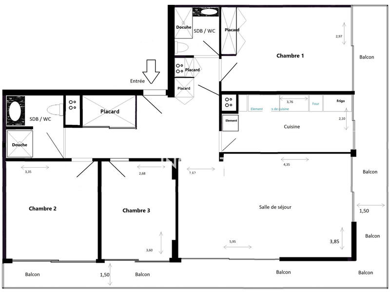 Appartement - 87 m² - 4 pièces
