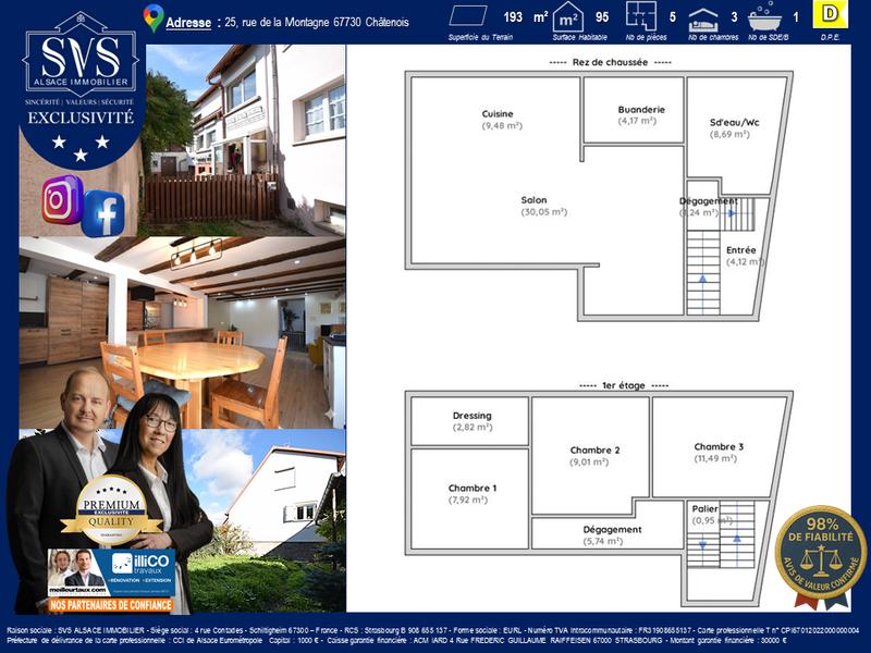 Maison - 96 m² - 5 pièces