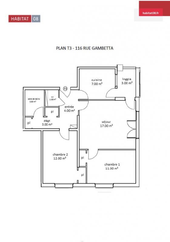Appartement - 59 m² - 3 pièces