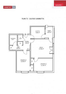 Appartement - 59 m² - 3 pièces