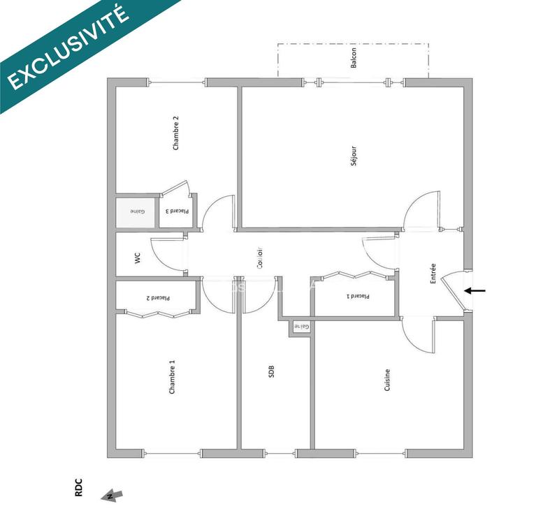 Appartement - 63 m² - 3 pièces