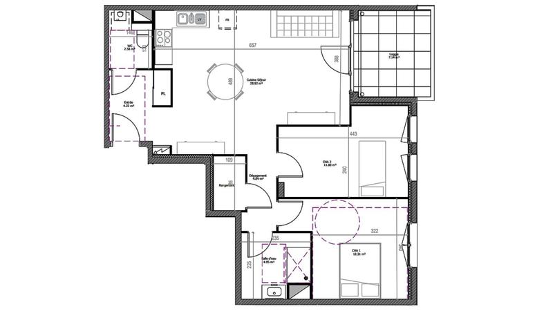 Appartement - 70 m² - 3 pièces