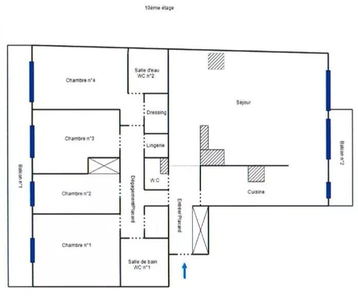 Appartement - 146 m² - 6 pièces