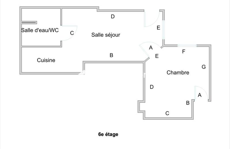 Appartement ancien - 34 m² - 2 pièces