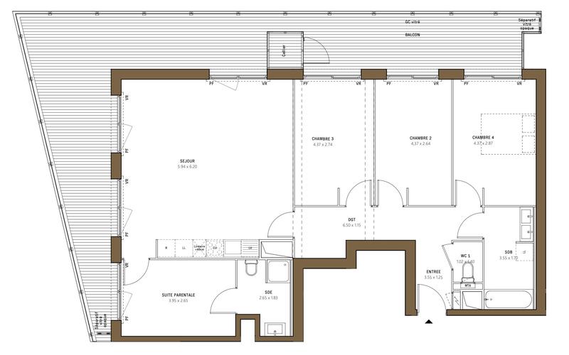 Appartement - 106 m² - 5 pièces