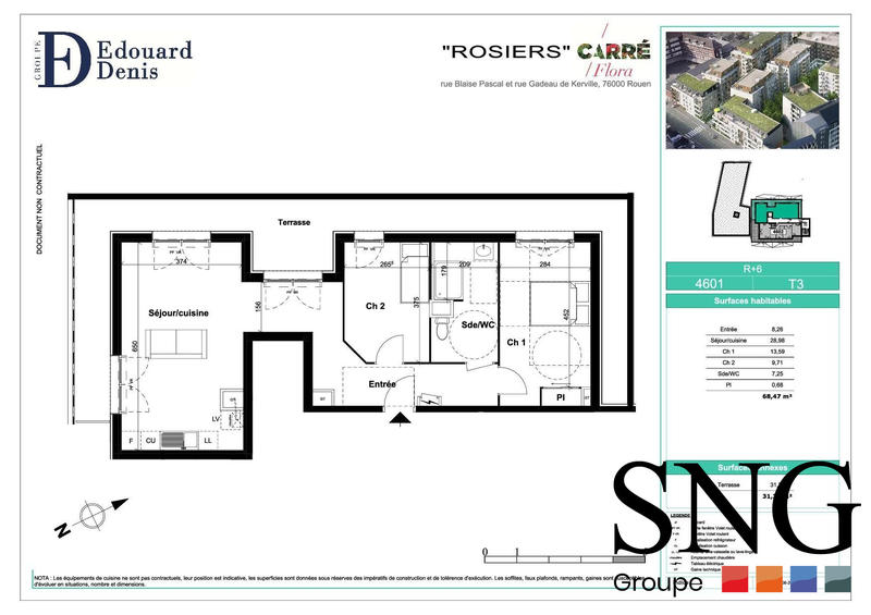 Appartement - 68 m² - 3 pièces