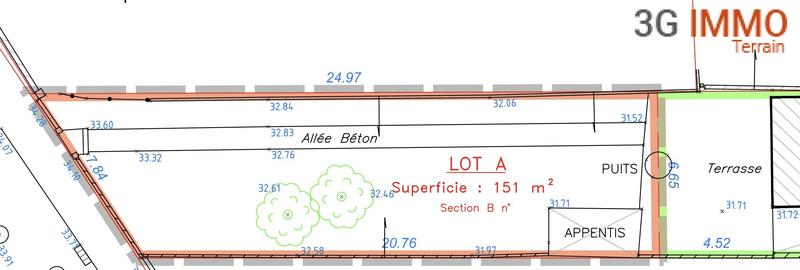 Terrain constructible - 151 m²