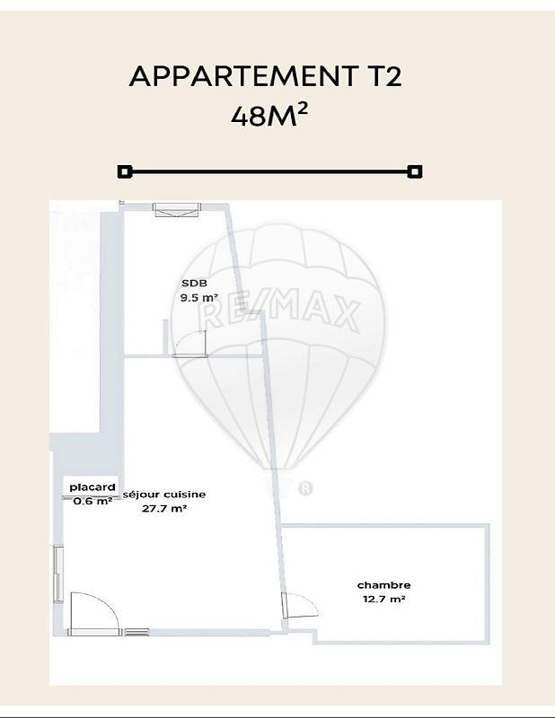 Appartement - 50 m² - 2 pièces