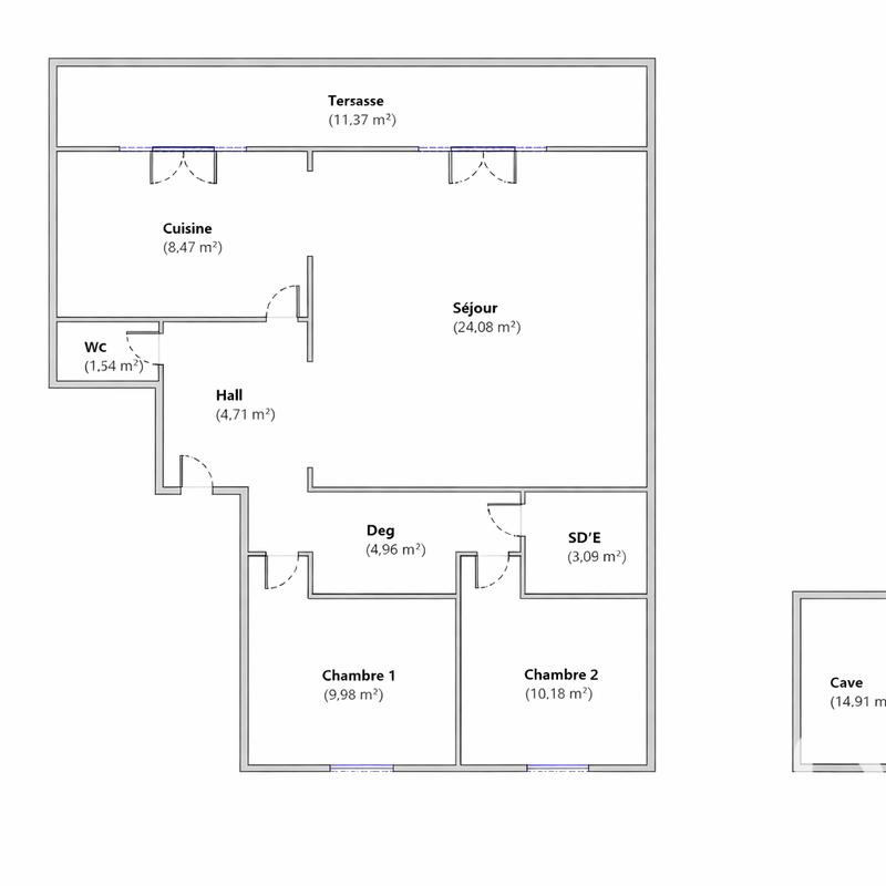 Appartement - 67 m² - 3 pièces