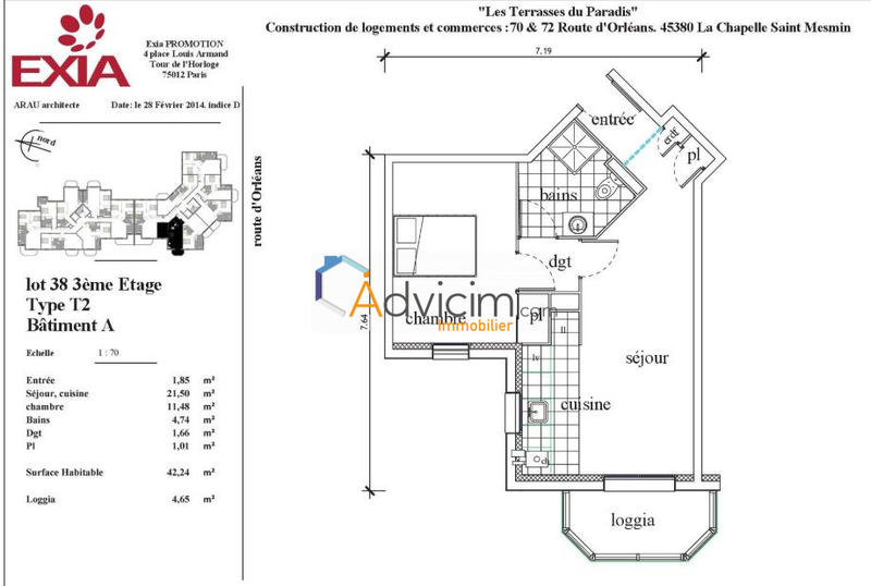 Appartement - 42 m² - 2 pièces