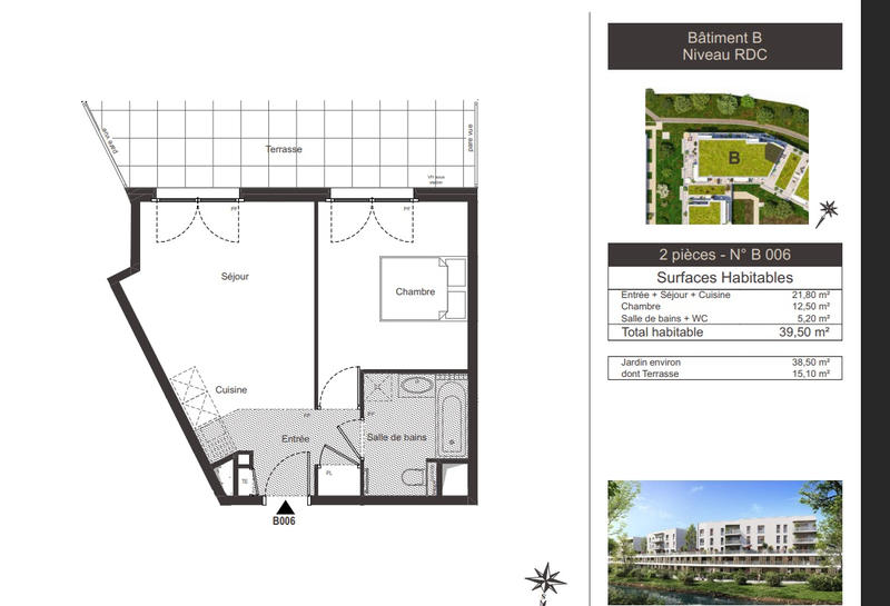 Appartement - 40 m² - 2 pièces