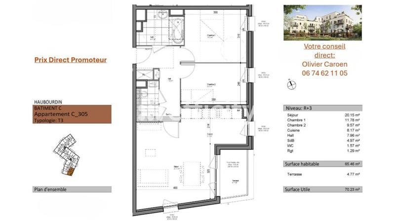 Appartement - 66 m² - 3 pièces