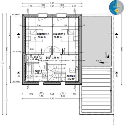 Maison - 91 m² - 4 pièces