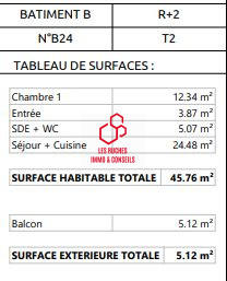 Appartement - 46 m² - 2 pièces