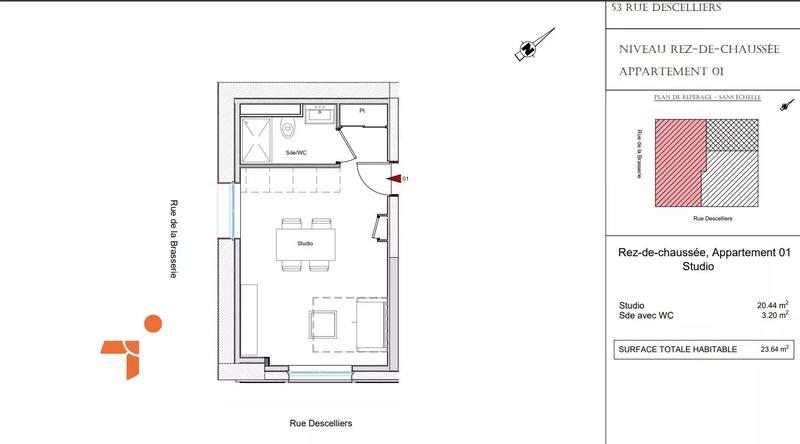 Appartement - 22 m² - 1 pièce