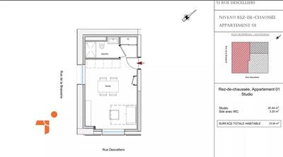Appartement - 22 m² - 1 pièce