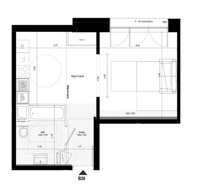 Appartement - 37 m² - 1 pièce