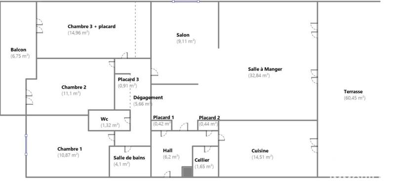 Appartement - 114 m² - 5 pièces