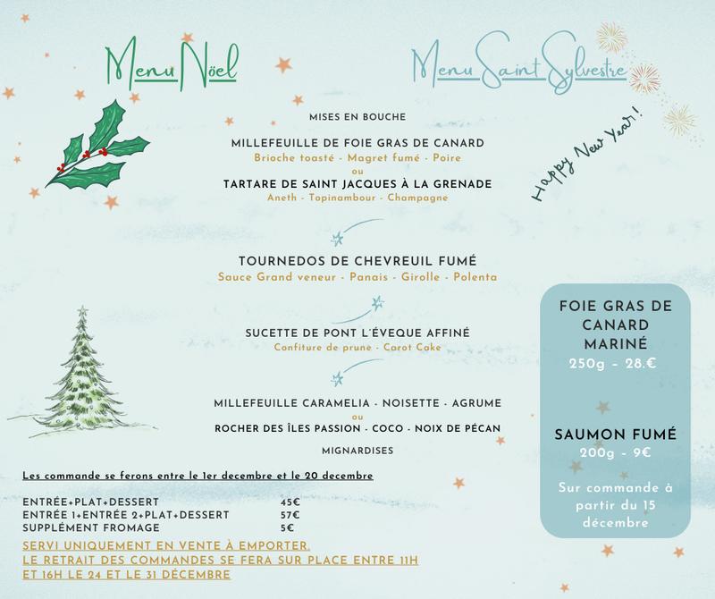 Menu de Nöel et de la Saint Sylvestre restaurant : le Fil du temps