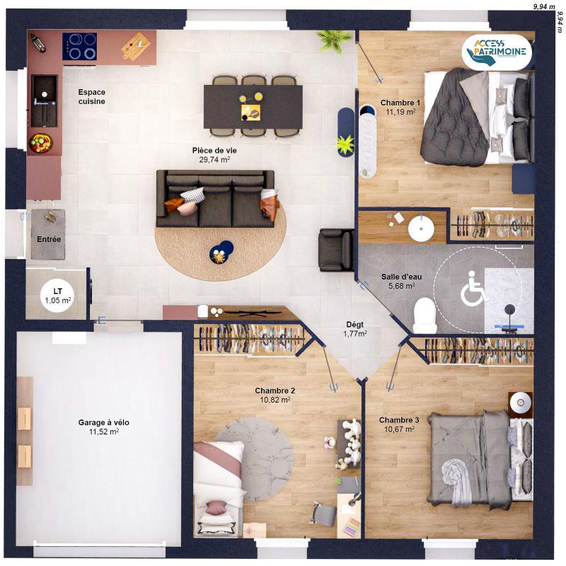 Maison - 71 m² - 5 pièces