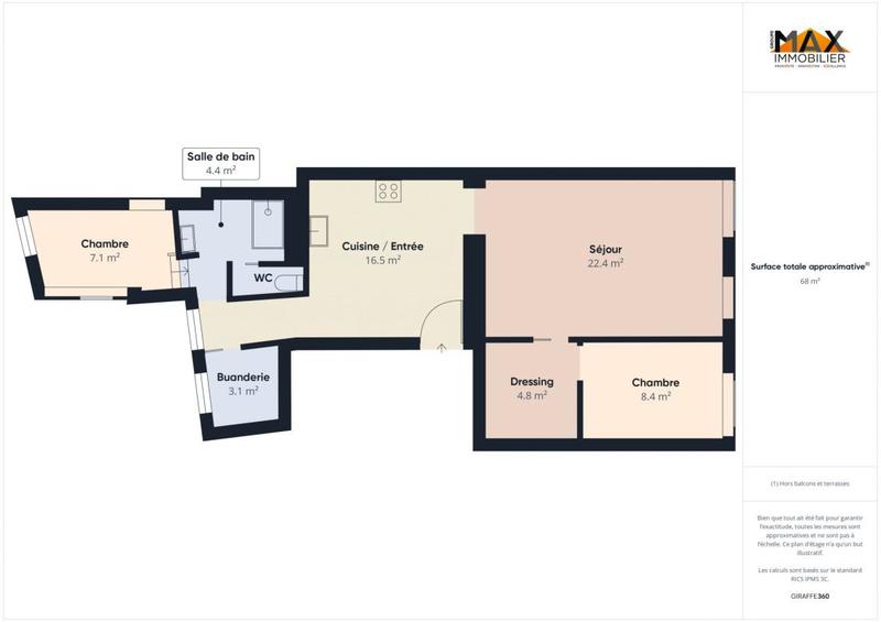 Appartement - 66 m² - 3 pièces