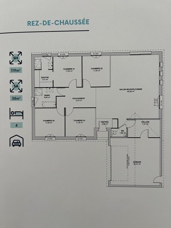 Maison - 119 m² - 5 pièces