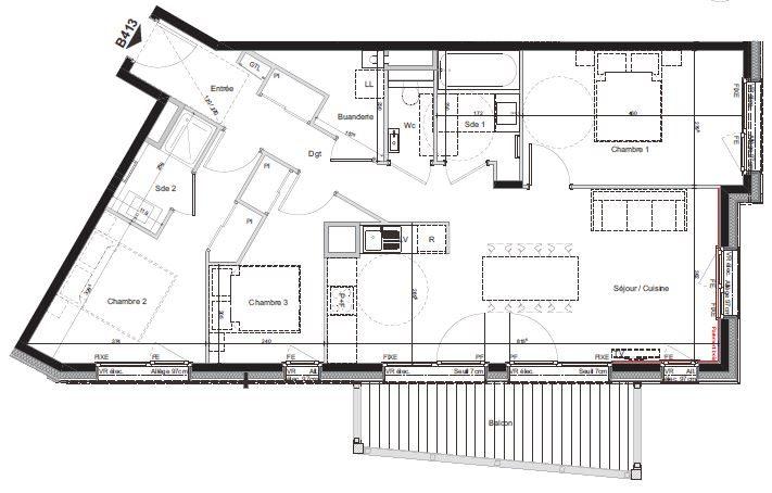 Appartement - 82 m² - 4 pièces