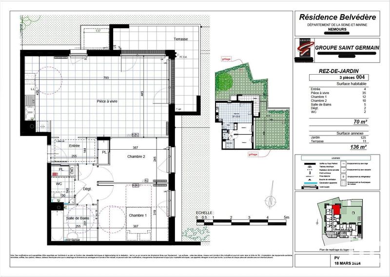 Appartement - 70 m² - 3 pièces