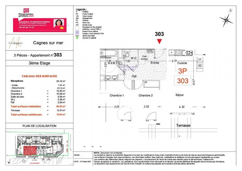 Appartement - 66 m² - 3 pièces