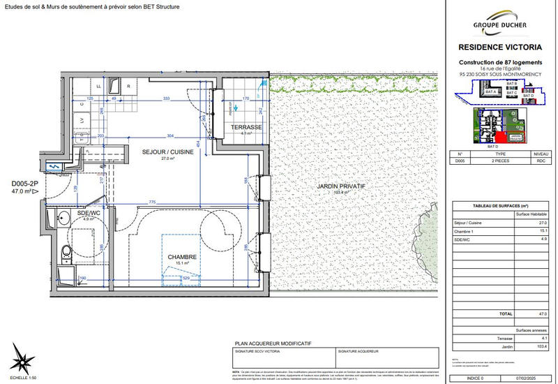Appartement - 47 m² - 2 pièces