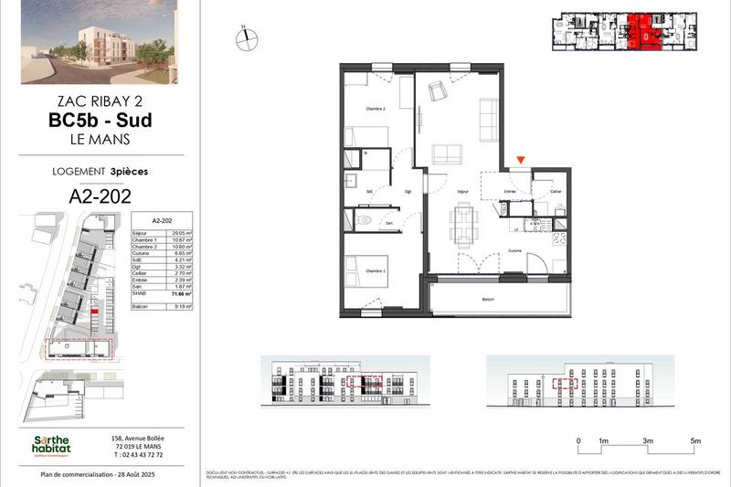 Appartement - 71 m² - 3 pièces
