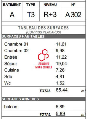 Appartement - 65 m² - 3 pièces