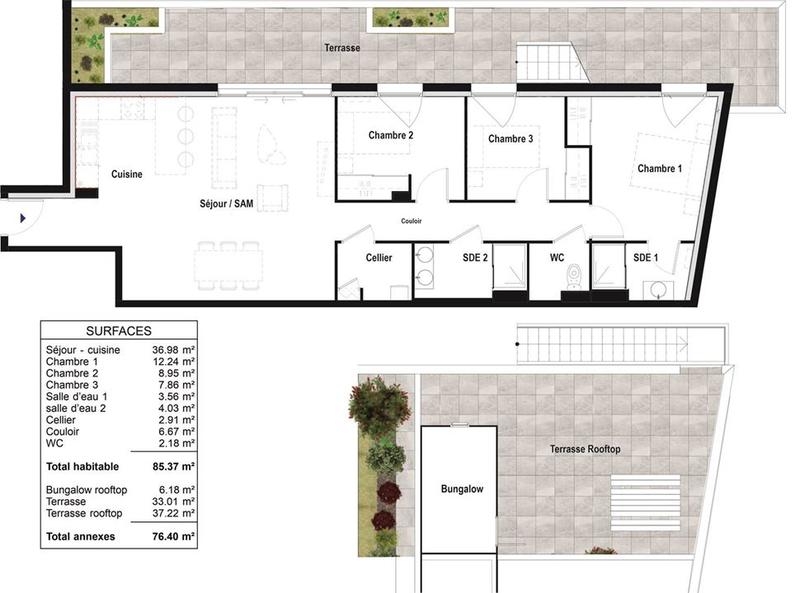 Appartement - 85 m² - 4 pièces