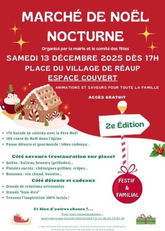 Marché de Noël gourmand nocturne à Réaup-lisse