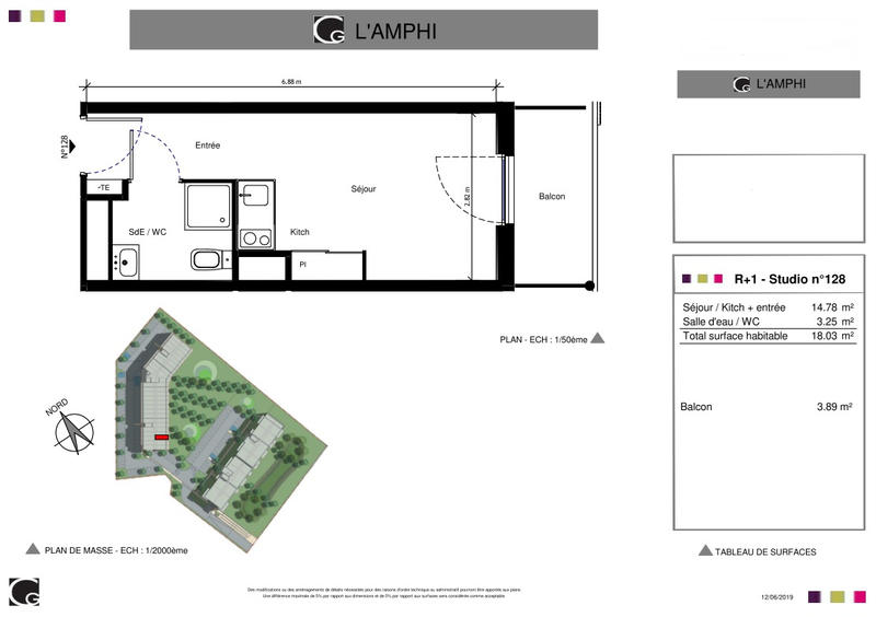 Appartement - 18 m² - 1 pièce