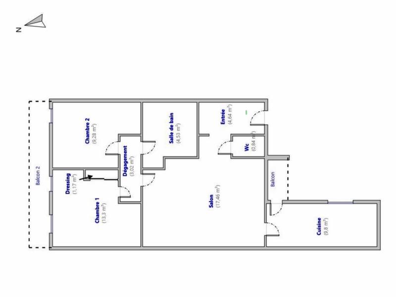 Appartement - 64 m² - 3 pièces