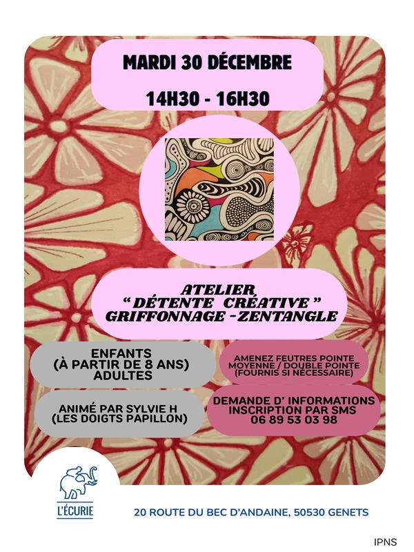 Atelier détente créative "griffonnage - zentangle"