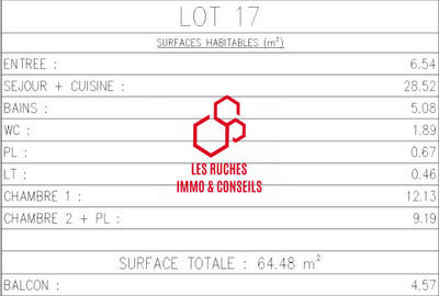 Appartement - 64 m² - 3 pièces