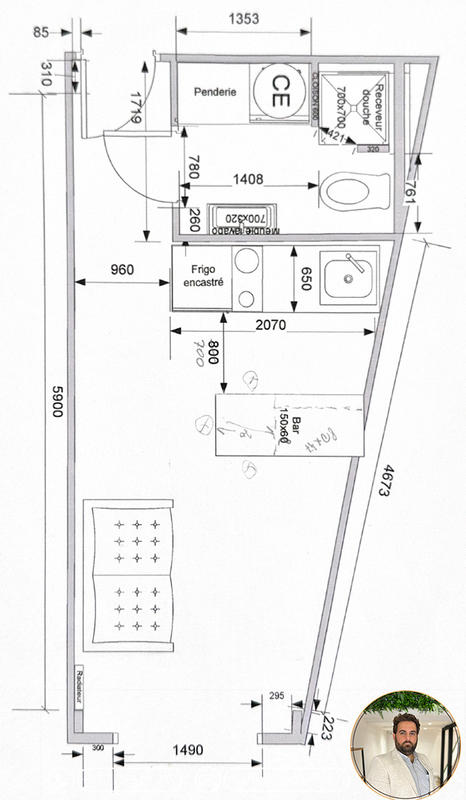 Appartement - 17 m² - 1 pièce