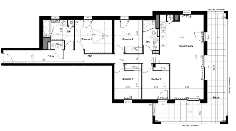 Appartement - 99 m² - 5 pièces