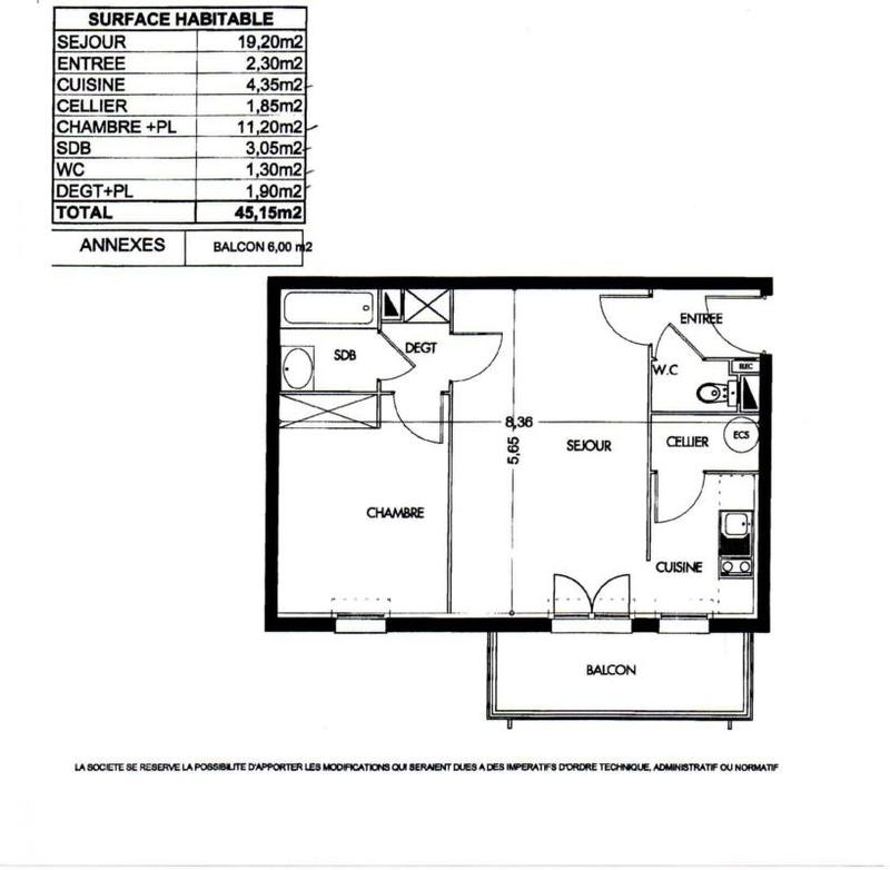 Appartement - 45 m² - 2 pièces