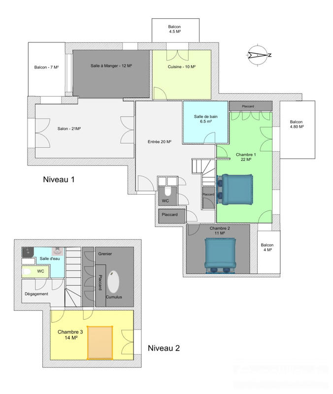 Duplex - 129 m² - 5 pièces