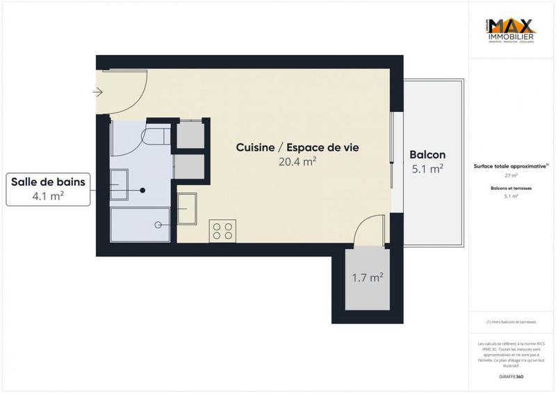 Appartement - 26 m² - 1 pièce